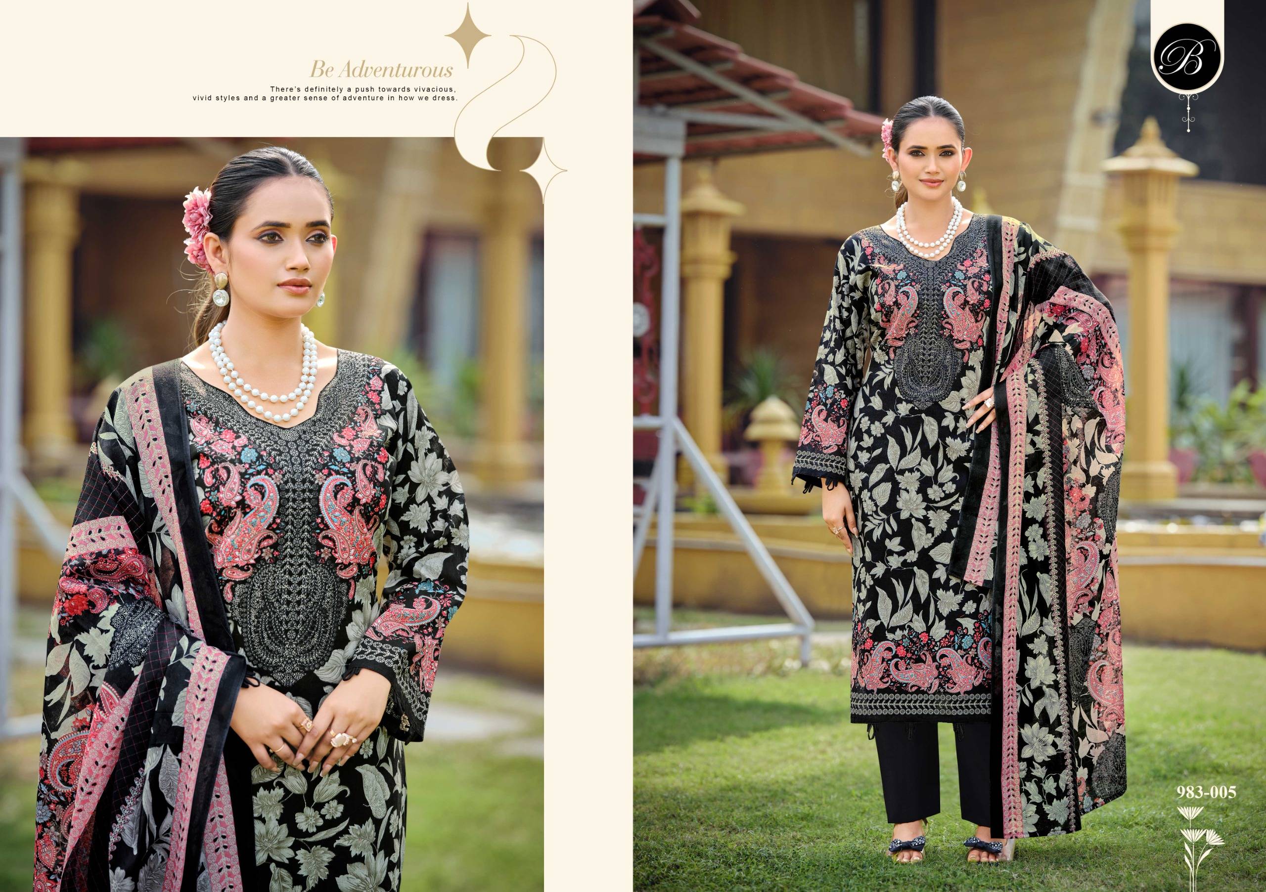 FARZANA by BelliZa DesigNer 981-001 TO 981-006 SERIES Pakistani Stylish Embroidered Pure Cotton READYMADE COLLECTION At Wholesale Price